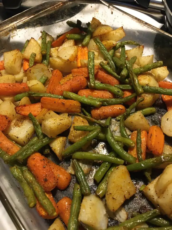 ROASTED POTATOES, CARROTS, AND  BEANS
