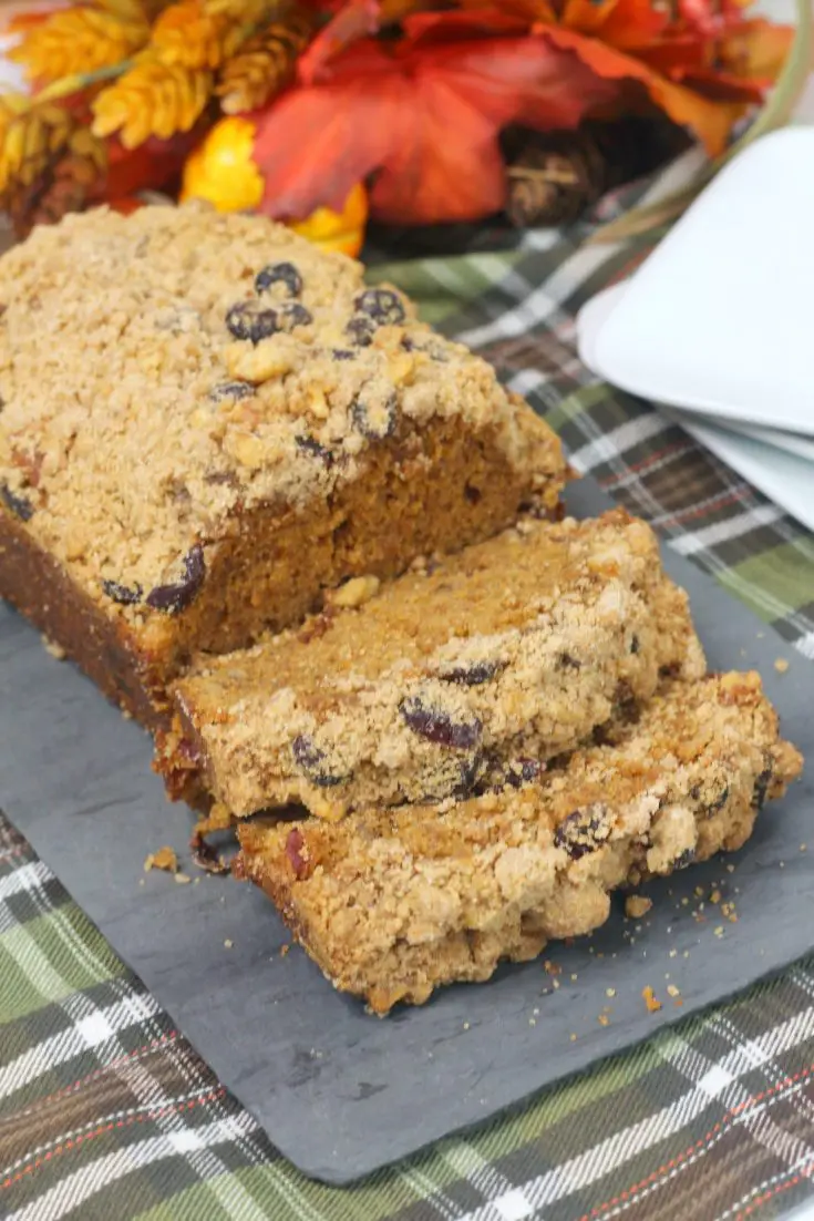 Pumpkin Cranberry Walnut Streusel Bread